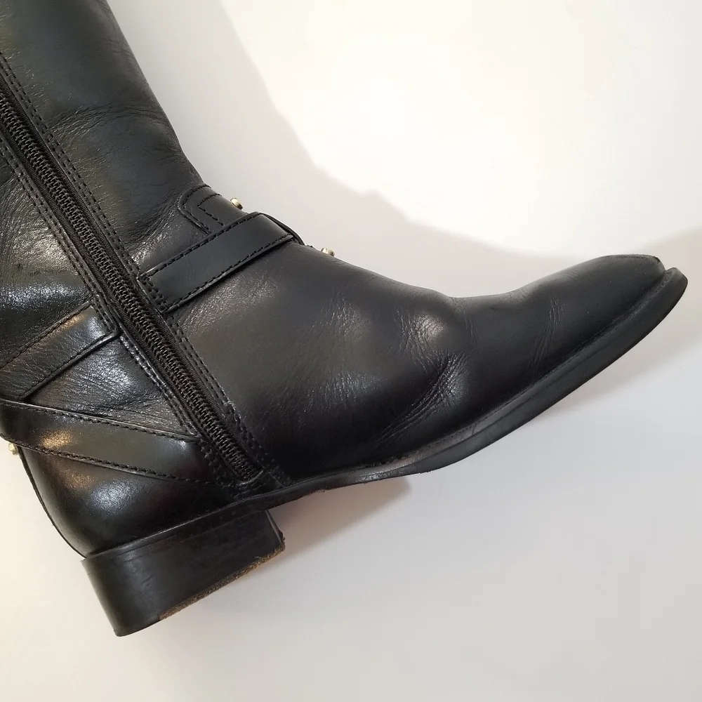 TORY BURCH Brita Tall Black Leather Riding Boots size 5.5